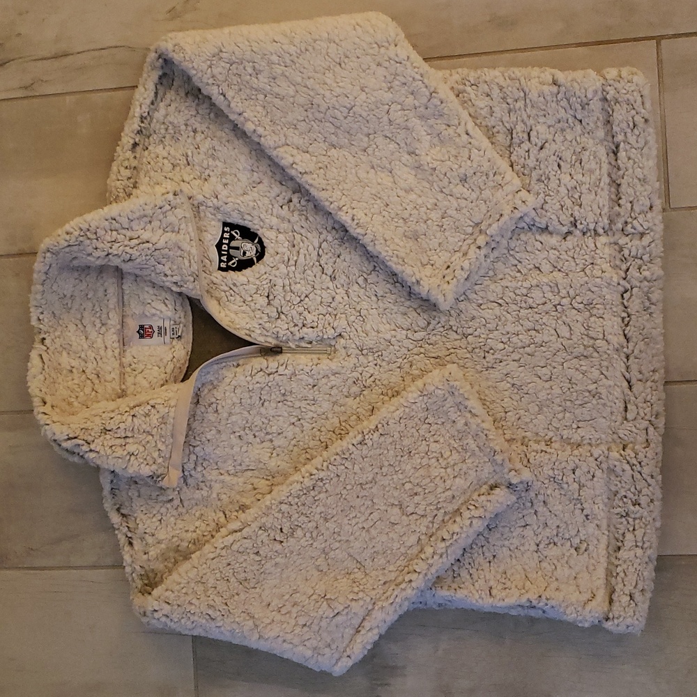 Woman's XL NFL APPAREL Raiders SHERPA PULL OVER JACKET